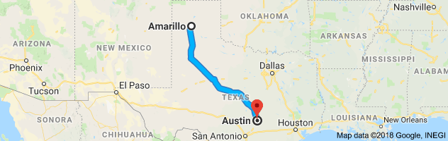 Amarillo to Austin Auto Transport Route
