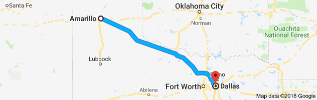 Amarillo to Dallas Auto Transport Route