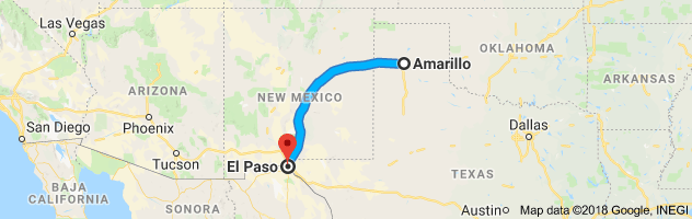 Amarillo to El Paso Auto Transport Route