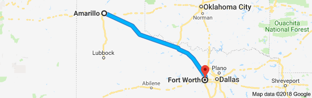 Amarillo to Fort Worth Auto Transport Route