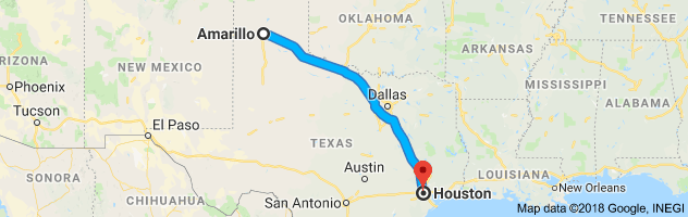 Amarillo to Houston Auto Transport Route