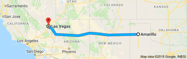 Amarillo to Las Vegas Auto Transport Route