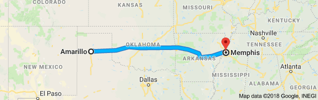Amarillo to Memphis Auto Transport Route