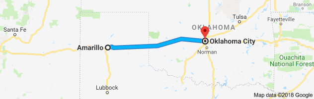 Amarillo to Oklahoma City Auto Transport Route