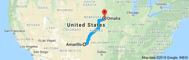 Amarillo to Omaha Auto Transport Route