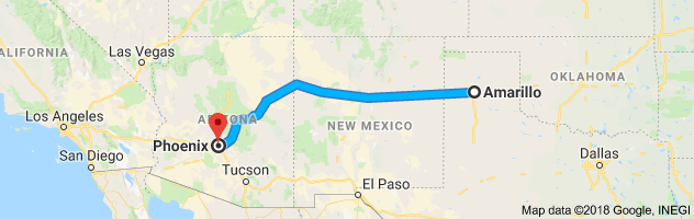 Amarillo to Phoenix Auto Transport Route