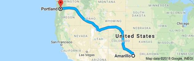 Amarillo to Portland Auto Transport Route