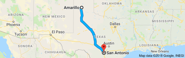 Amarillo to San Antonio Auto Transport Route