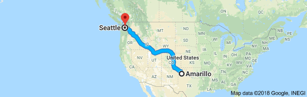 Amarillo to Seattle Auto Transport Route