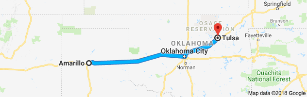 Amarillo to Tulsa Auto Transport Route