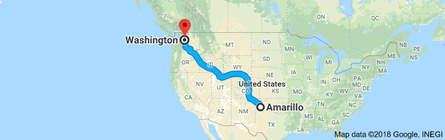 Amarillo to Washington Auto Transport Route