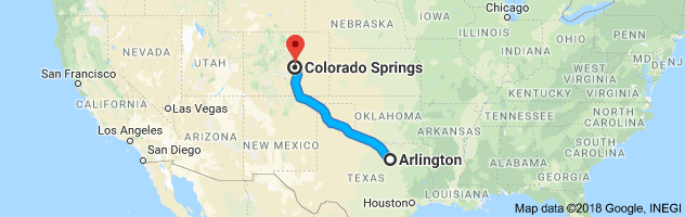 Arlington to Colorado Springs Auto Transport Route