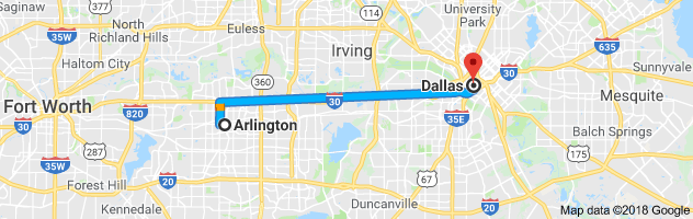Arlington to Dallas Auto Transport Route