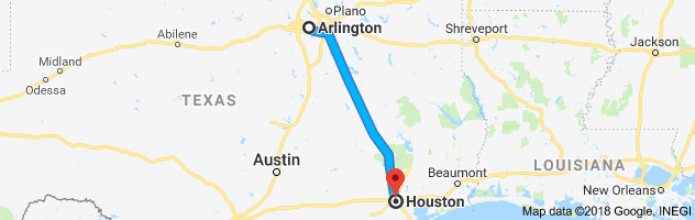 Arlington to Houston Auto Transport Route