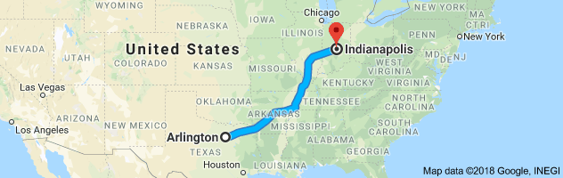 Arlington to Indianapolis Auto Transport Route