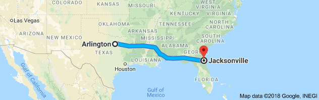 Arlington to Jacksonville Auto Transport Route
