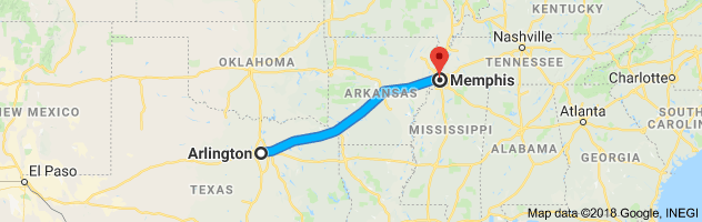Arlington to Memphis Auto Transport Route