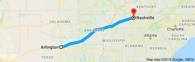 Arlington to Nashville Auto Transport Route