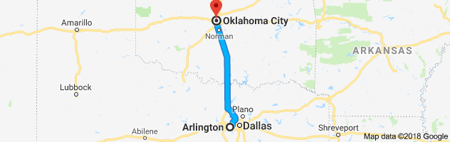 Arlington to Oklahoma City Auto Transport Route