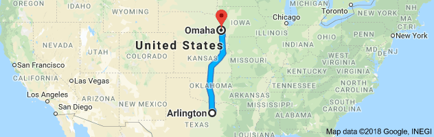 Arlington to Omaha Auto Transport Route
