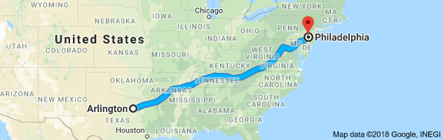 Arlington to Philadelphia Auto Transport Route