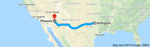 Arlington to Phoenix Auto Transport Route