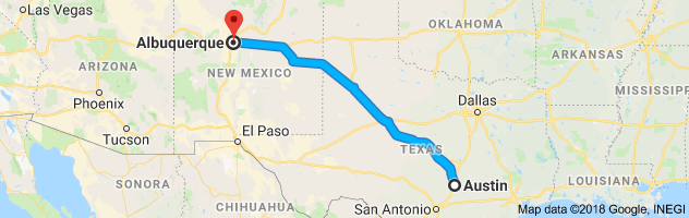 Austin to Albuquerque Auto Transport Route