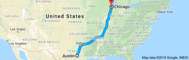 Austin to Chicago Auto Transport Route