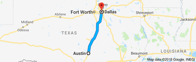 Austin to Dallas Auto Transport Route