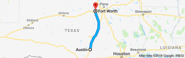 Austin to Fort Worth Auto Transport Route