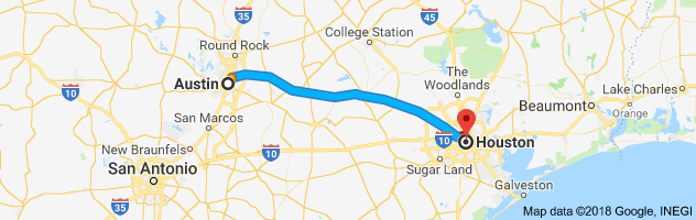 Austin to Houston Auto Transport Route
