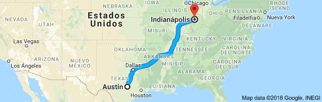 Austin to Indianapolis Auto Transport Route