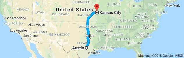 Austin to Kansas City Auto Transport Route