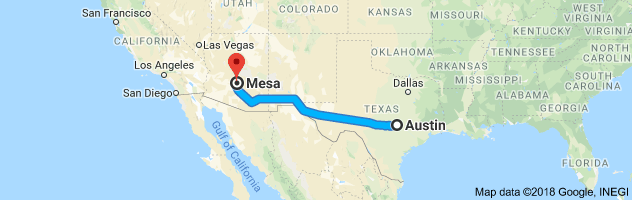 Austin to Mesa Auto Transport Route