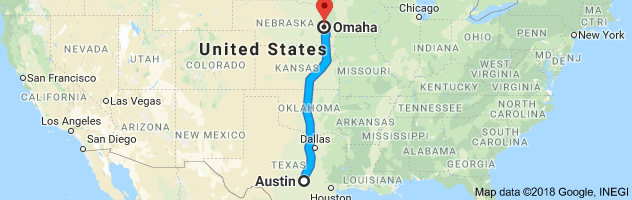 Austin to Omaha Auto Transport Route