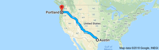 Austin to Portland Auto Transport Route