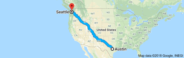 Austin to Seattle Auto Transport Route