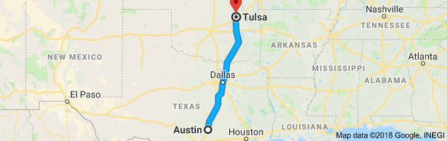 Austin to Tulsa Auto Transport Route