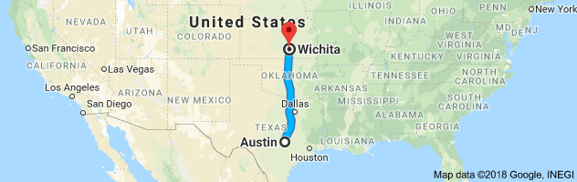 Austin to Wichita Auto Transport Route