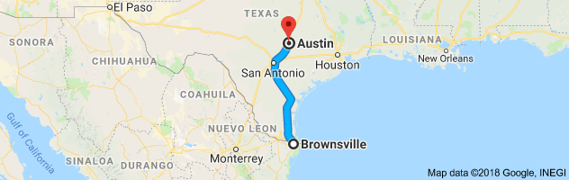 Brownsville to Austin Auto Transport Route