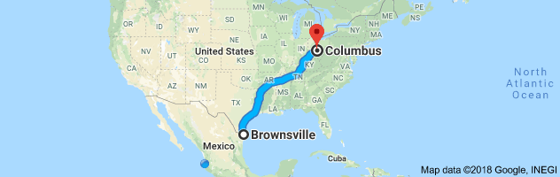 Brownsville to Columbus Auto Transport Route