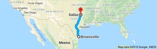 Brownsville to Dallas Auto Transport Route