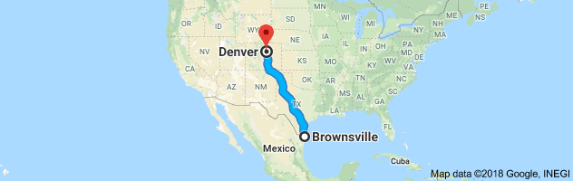 Brownsville to Denver Auto Transport Route