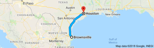 Brownsville to Houston Auto Transport Route