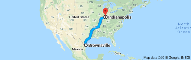 Brownsville to Indianapolis Auto Transport Route