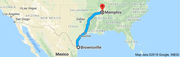Brownsville to Memphis Auto Transport Route