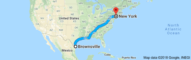 Brownsville to New York Auto Transport Route