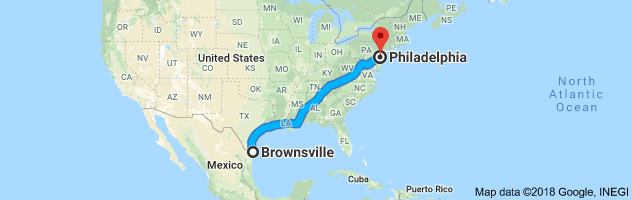 Brownsville to Philadelphia Auto Transport Route