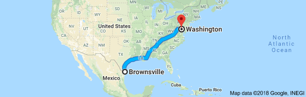Brownsville to Washington Auto Transport Route