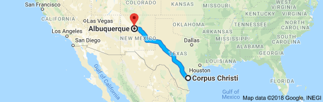 Corpus Christi to Albuquerque Auto Transport Route